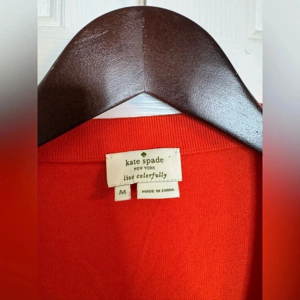 Kate Spade cardigan medium red orange silver Live colorfully